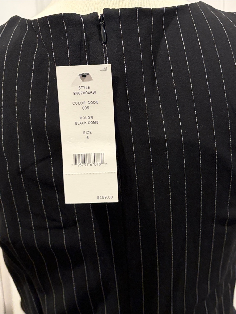 DKNY Black Pinstripe Midi Dress size 6 new with tags - Picture 9 of 10